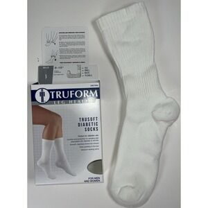 NIB TruForm Leg Health Unisex TruSoft Diabetic Crew Socks 8-15 mmHG White Small